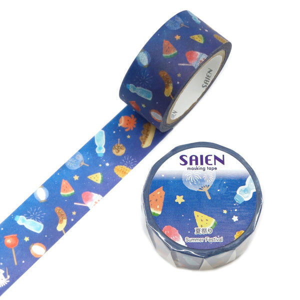 Kamiiso SAIEN Washi Masking Tape - Summer Festival , 20mm x 7m roll