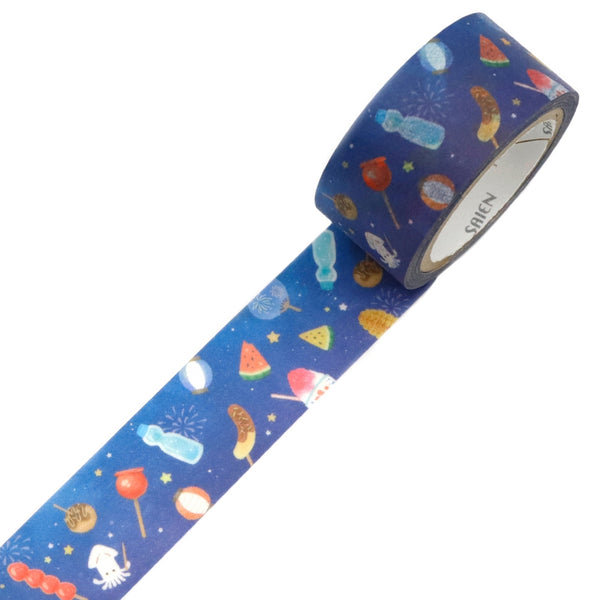 Kamiiso SAIEN Washi Masking Tape - Summer Festival , 20mm x 7m roll