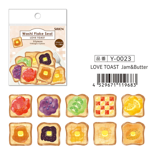 Kamiiso SAIEN Flake Stickers - LOVE TOAST: Jam & Butter
