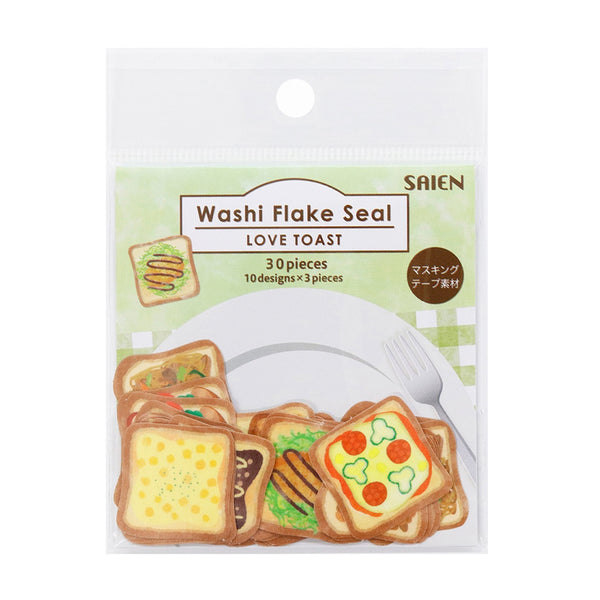 Kamiiso SAIEN Flake Stickers - LOVE TOAST - Deli (Pack of 10) | papermindstationery.com