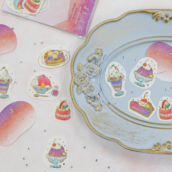 Kamiiso SAIEN Flake Stickers - Hoshikage Kissa (Starlight Cafe) - Tasogare (Twilight) Sweets (Pack of 10) | papermindstationery.com