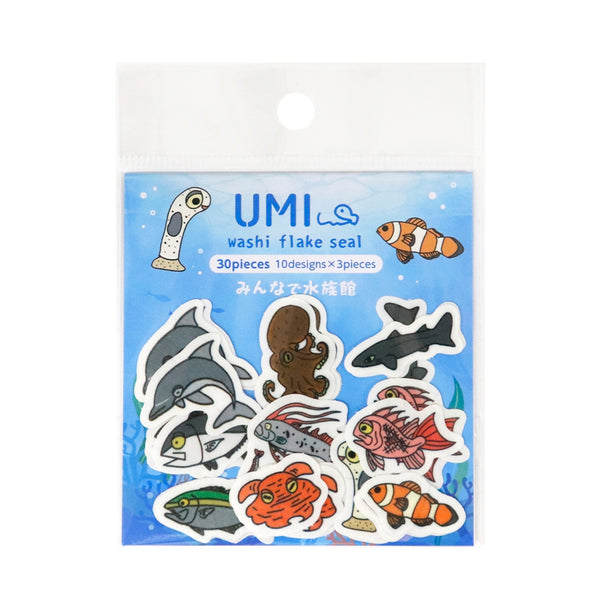 Kamiiso SAIEN Flake Stickers - UMI: Everyone at the Aquarium (Pack of 10) | papermindstationery.com