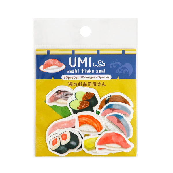 Kamiiso SAIEN Flake Stickers - UMI: Ocean Sushi Restaurant (Pack of 10) | papermindstationery.com