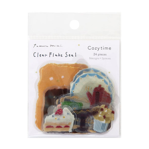 Kamiiso Clear Flake Stickers By Miki Tamura Cozy Time (Pack of 10) | papermindstationery.com