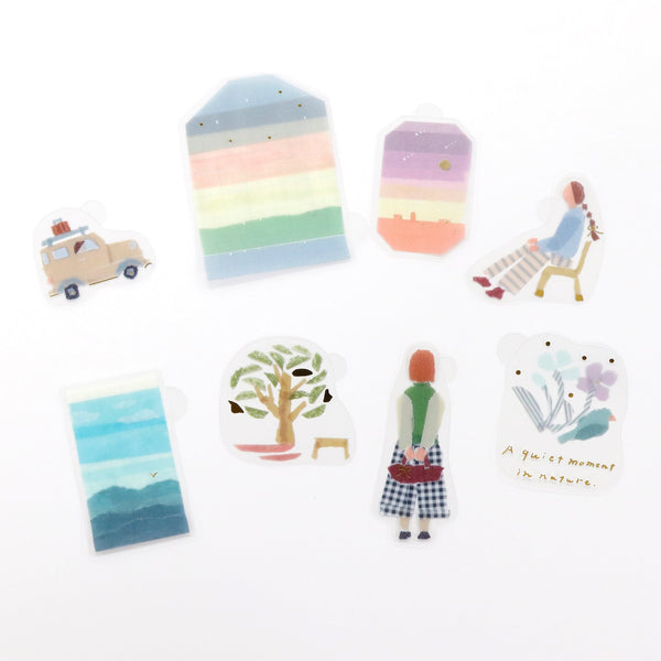 Kamiiso Clear Flake Stickers By Miki Tamura Natural (Pack of 10) | papermindstationery.com