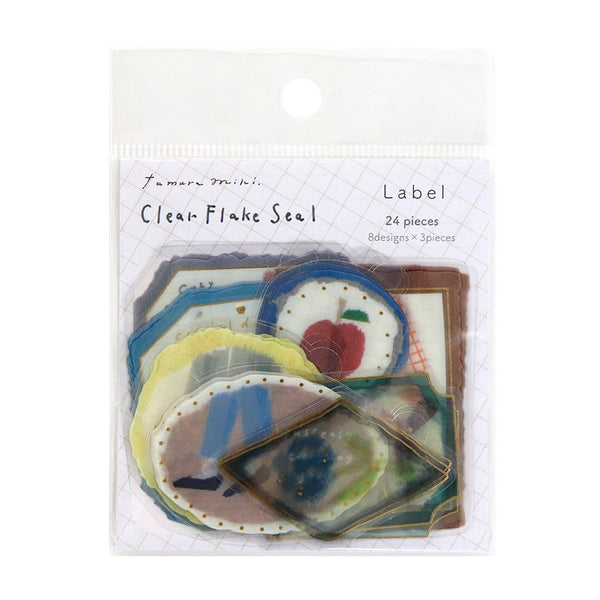 Kamiiso Clear Flake Stickers By Miki Tamura Label Series (Pack of 10) | papermindstationery.com