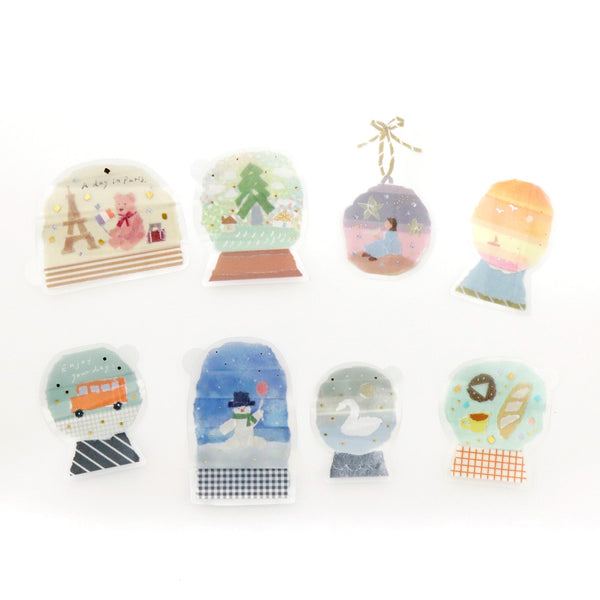 Kamiiso Clear Flake Stickers By Miki Tamura Snowdome (Pack of 10) | papermindstationery.com