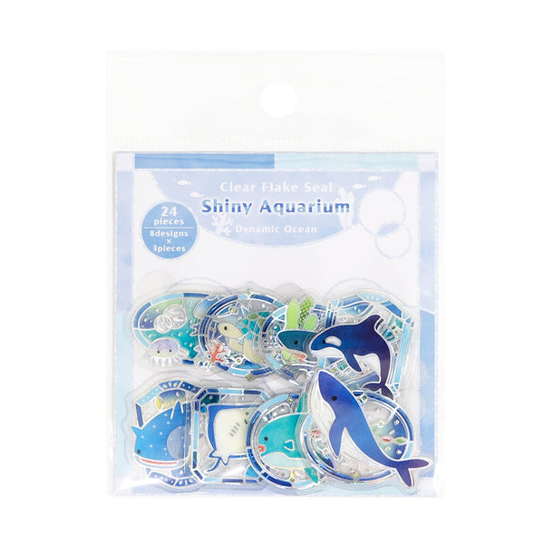 Kamiiso Holographic Foil-Stamped Flake Stickers - Shiny Aquarium Dynamic Ocean (Pack of 10)