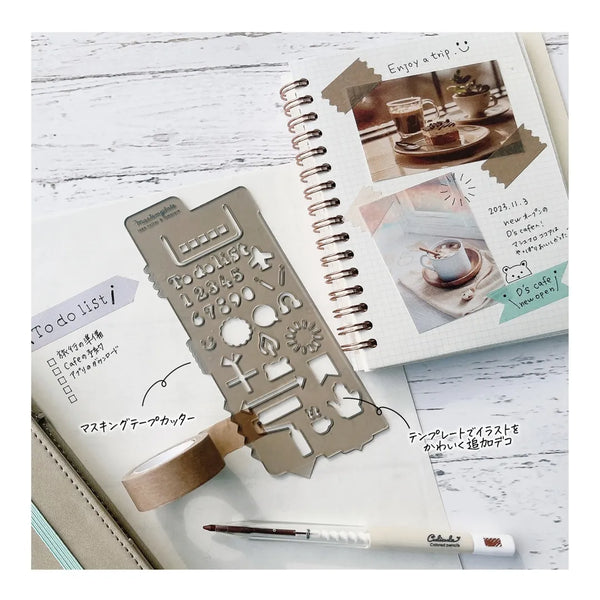 Kutsuwa Mastemplate Tape Cutter and Stencils Set of 4