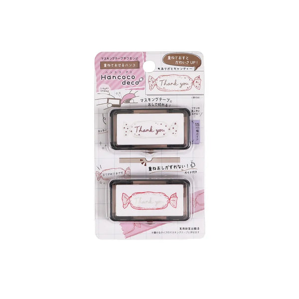Kutsuwa Pre-inked Stamp Hancoco Deco - Arigato Candy DE015A