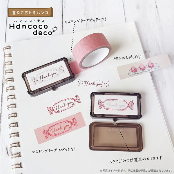 Kutsuwa Pre-inked Stamp Hancoco Deco - Arigato Candy DE015A