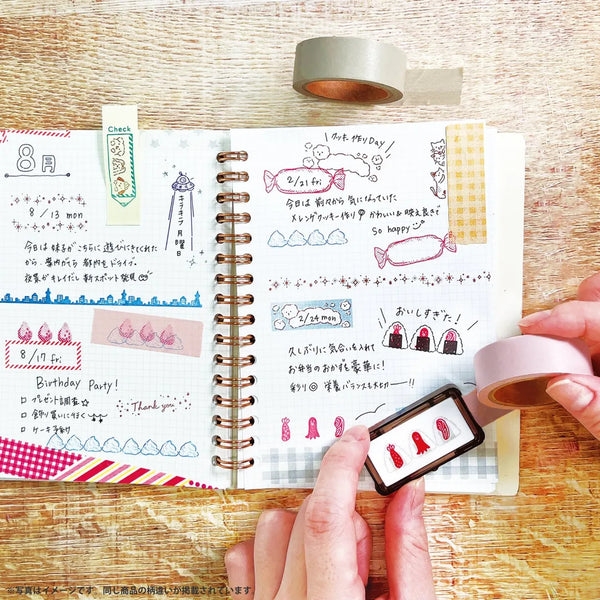 Kutsuwa Pre-inked Stamp Hancoco Deco - Notice Cat DE015K