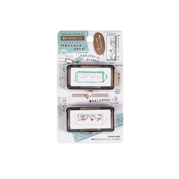Kutsuwa Pre-inked Stamp Hancoco Deco -Glancing Cat DE015E