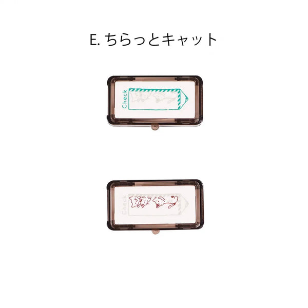 Kutsuwa Pre-inked Stamp Hancoco Deco -Glancing Cat DE015E