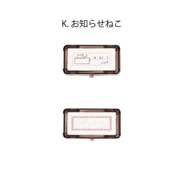 Kutsuwa Pre-inked Stamp Hancoco Deco - Notice Cat DE015K