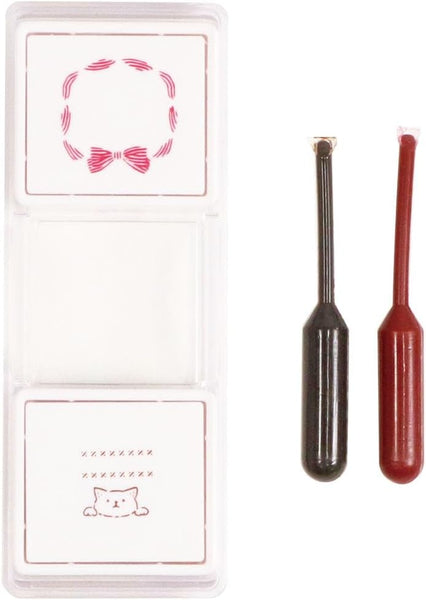 Kutsuwa Hancoco Slide Layered Stamp - Neko Ribbon DE018A decorating scarpbook and journal