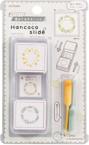 Kutsuwa Hancoco Slide Layered Stamp - Mimosa Wreath DE018G | papermindstationery.com