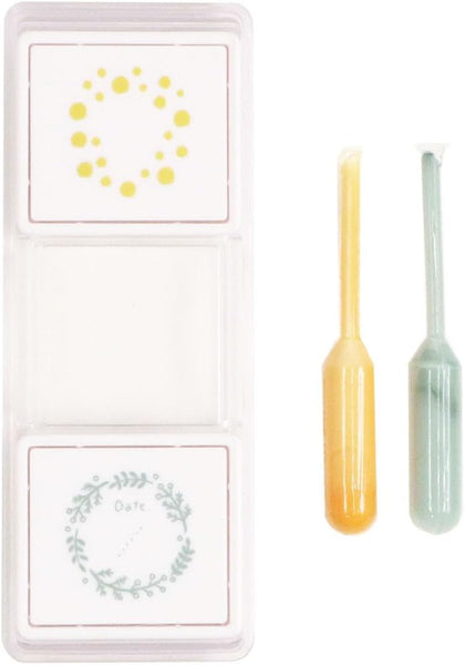 Kutsuwa Hancoco Slide Layered Stamp Set of 2 - Bird House & Mimosa Wreath