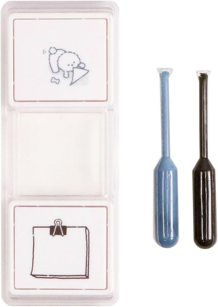 Kutsuwa Hancoco Slide Layered Stamp Set of 2 - Sleeping Dog Bread & Flipping Note