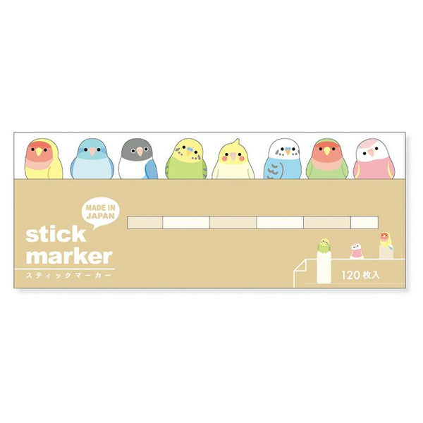 Mind Wave Sticky Note Page Marker Set of 3 - Long-tailed Tit, Parakeet & Java Sparrow