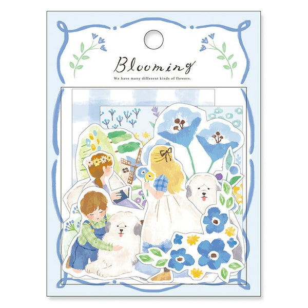 Mind Wave Flake Stickers - Blooming Blue Dog & Flowers 81831 for decorating journals and scrapbooks