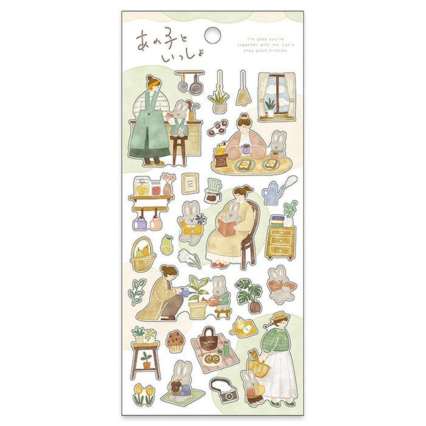 Mind Wave Sticker Sheet - Girl and Rabbit Together 82029
