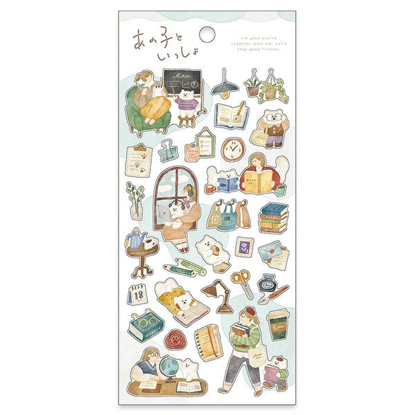 Mind Wave Sticker Sheet - Girl and Bear Together 82031