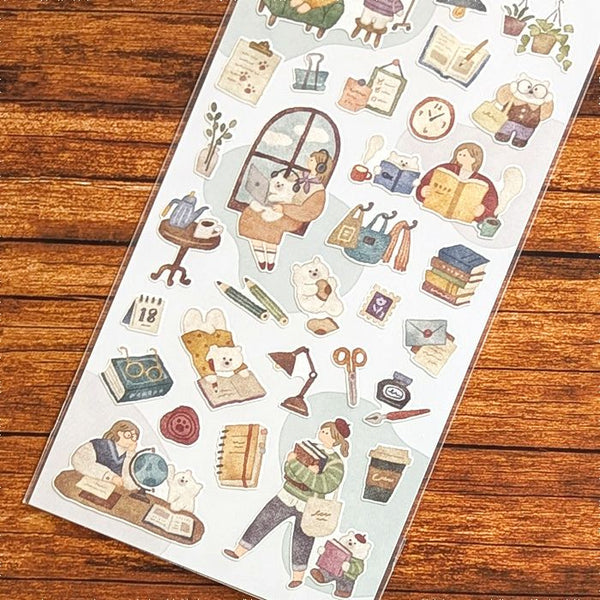 Mind Wave Sticker Sheet - Girl and Bear Together 82031