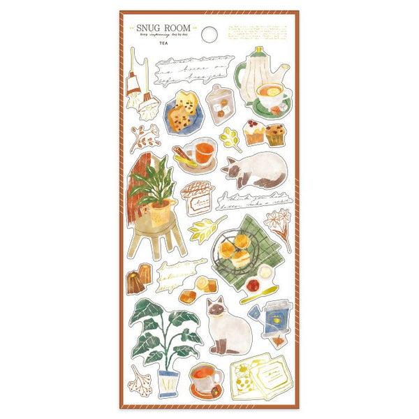 Mind Wave Sticker Sheet - Snug Room Cat & Tea 82081
