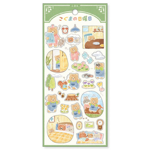 Mind Wave Sticker Sheet Set of 3 - Cute Animal Character Cat, Puppy & Bear