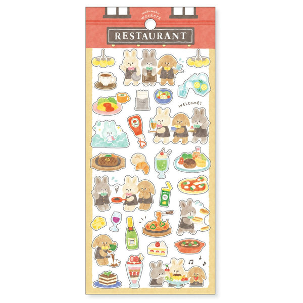 Mind Wave Sticker Sheet Set of 3 - Animal Character Workers Rabbit, Bear & Cat