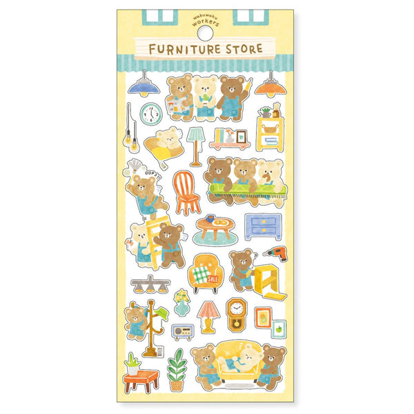 Mind Wave Sticker Sheet Set of 3 - Animal Character Workers Rabbit, Bear & Cat