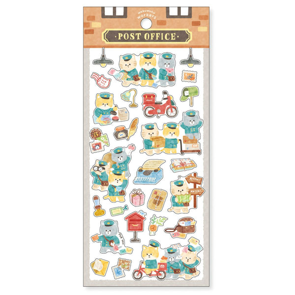 Mind Wave Sticker Sheet Set of 3 - Animal Character Workers Rabbit, Bear & Cat