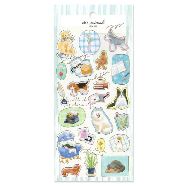 Mind Wave Sticker Sheet Set of 3 - With Animals Dog, Cat & Long-tailed Tit Bird