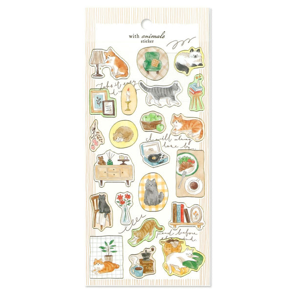 Mind Wave Sticker Sheet Set of 3 - With Animals Dog, Cat & Long-tailed Tit Bird