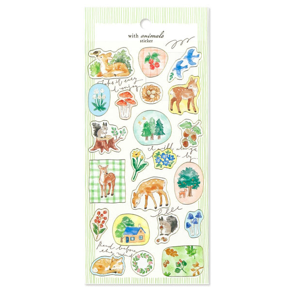 Mind Wave Sticker Sheet Set of 3 - With Animals Bear, Deer & Swan