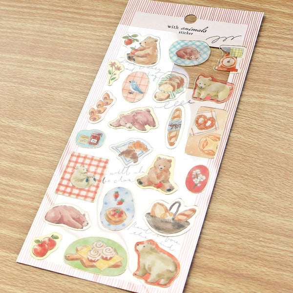 Mind Wave Sticker Sheet Set of 3 - With Animals Bear, Deer & Swan