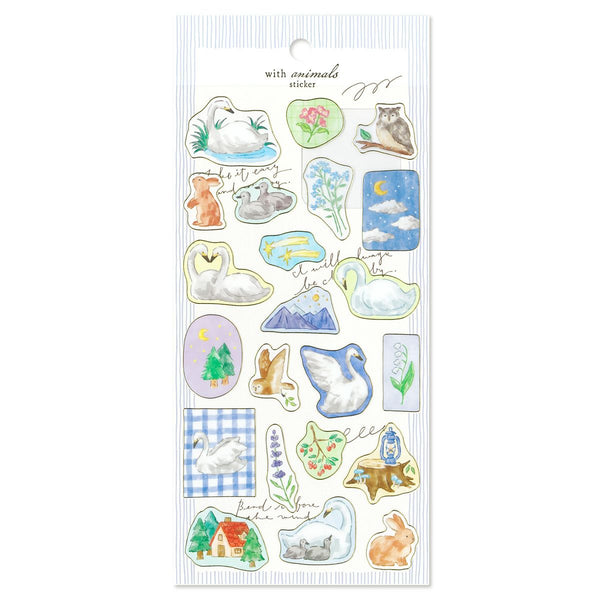 Mind Wave Sticker Sheet Set of 3 - With Animals Bear, Deer & Swan