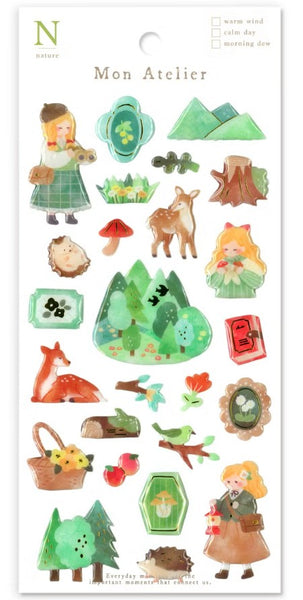 Mind Wave Sticker Sheet Set of 3 - Mon Atelier Girl Midnight, Nature & Flower
