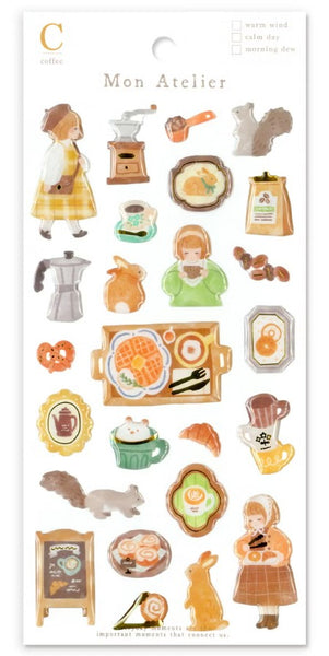 Mind Wave Sticker Sheet Set of 3 - Mon Atelier Girl Coffee, Life & Sweets