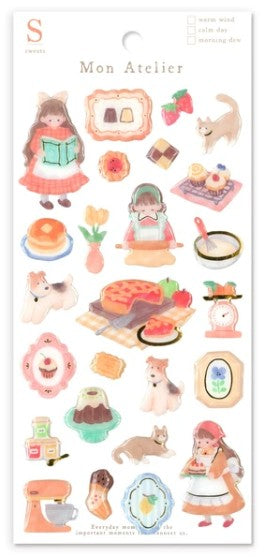 Mind Wave Sticker Sheet Set of 3 - Mon Atelier Girl Coffee, Life & Sweets