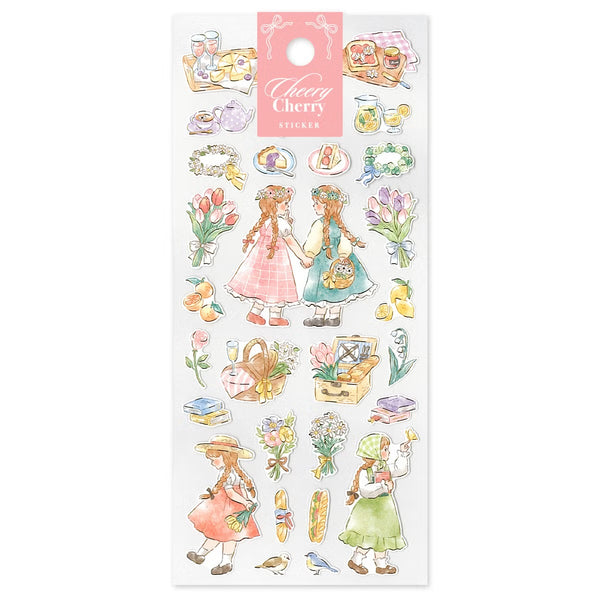 Mind Wave Sticker Sheet Set of 3 - Cheery Cherry Flower, Outing & Goodnight