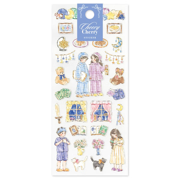 Mind Wave Sticker Sheet Set of 3 - Cheery Cherry Flower, Outing & Goodnight