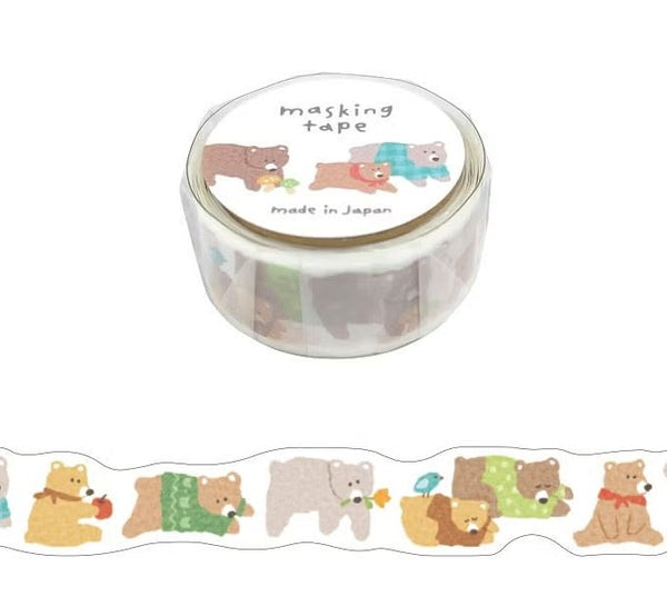 Mind Wave Cozy Hokkori Masking Tape Die-Cut 95397 Bear (Pack of 6) | papermindstationery.com