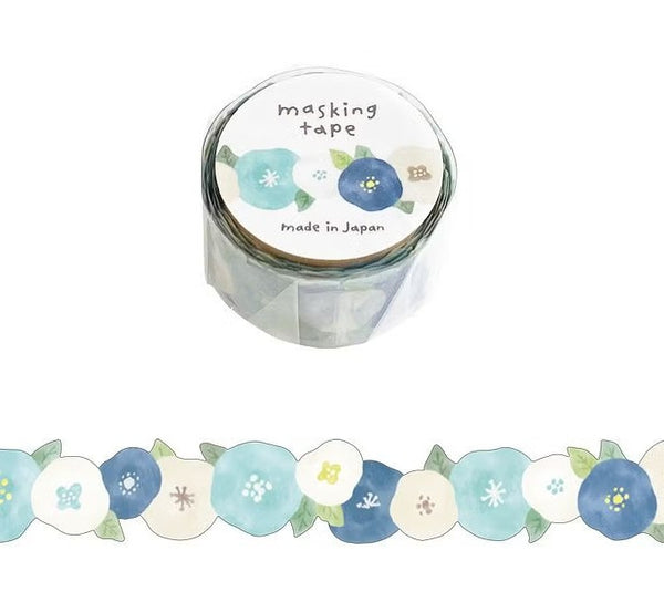 Mind Wave Borderless 18mm Masking Tape Die-Cut 95441 Hana Ao Blue Flower (Pack of 6) | papermindstationery.com