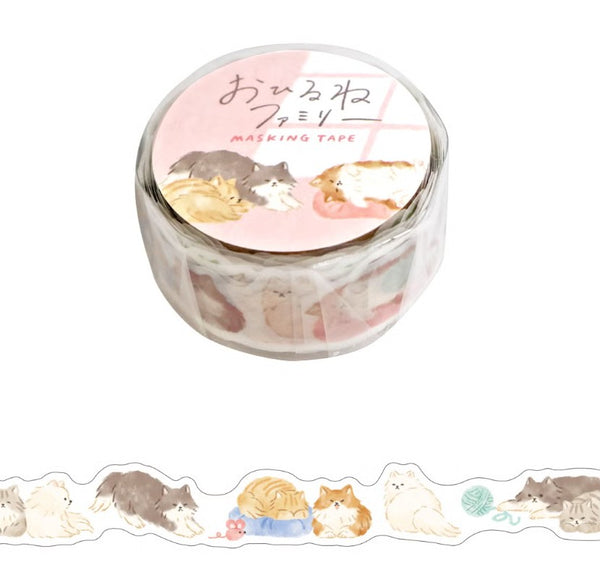 Mind Wave "Naptime Family" Masking Tape Die-Cut - Nekozaki Cat Family (Pack of 6)