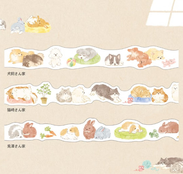 Mind Wave "Naptime Family" Masking Tape Die-Cut - Nekozaki Cat Family (Pack of 6) | papermindstationery.com