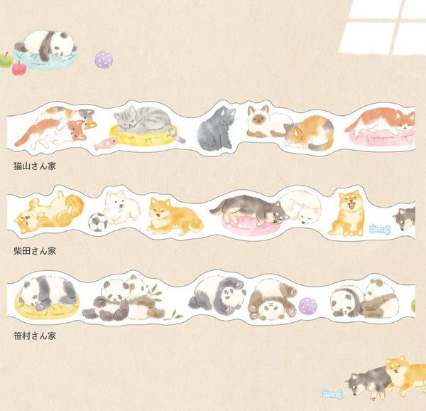 Mind Wave "Naptime Family" Masking Tape Die-Cut - Shibata Dog Family (Pack of 6) | papermindstationery.com