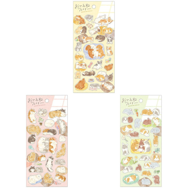 Mind Wave Sticker Sheet Set of 3 - Napping Puppy, Cat & Rabbit