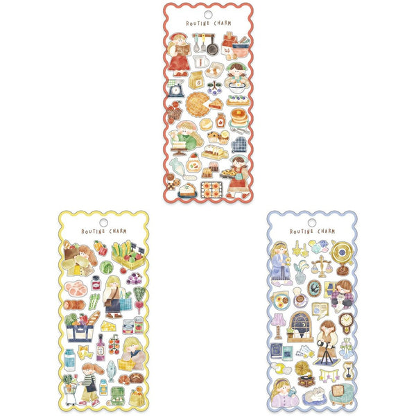 Mind Wave Sticker Sheet Set of 3 - Routine Charm Cooking, Market & Night Time